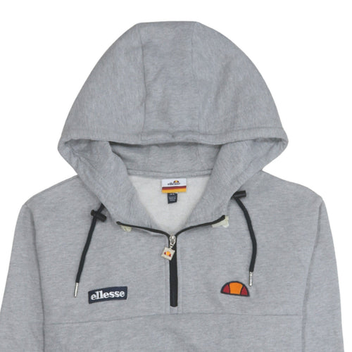 Ellesse Men Grey 1/2 Zip Hoodie L Regular Fit Sports Style