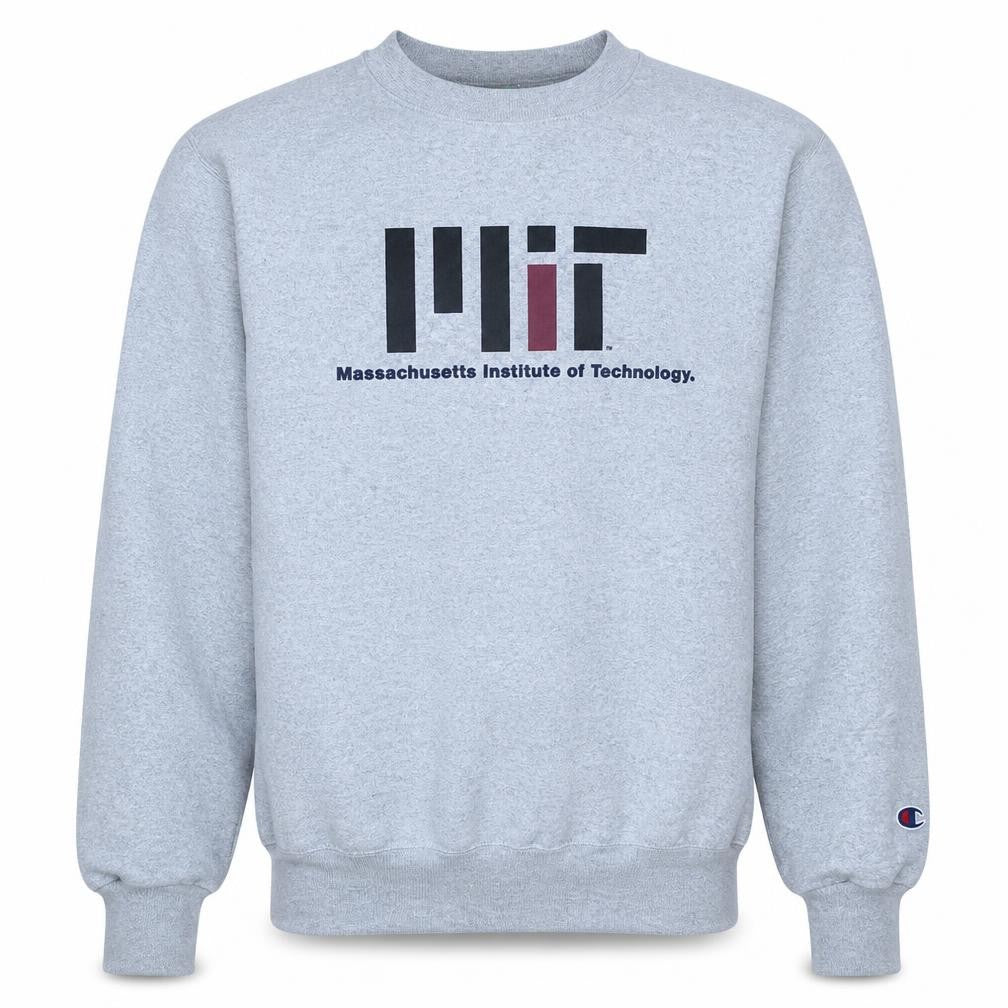 Front view of Champion Men's Grey MIT Graphic Pullover Sweatshirt, size S