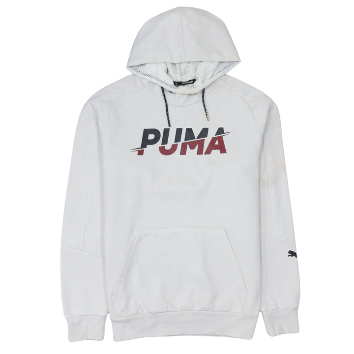 Puma Men's White Small Pullover Hoodie with Logo Graphic Print