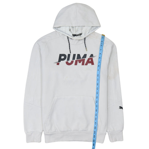 Puma Men's White Small Pullover Hoodie with Logo Graphic Print