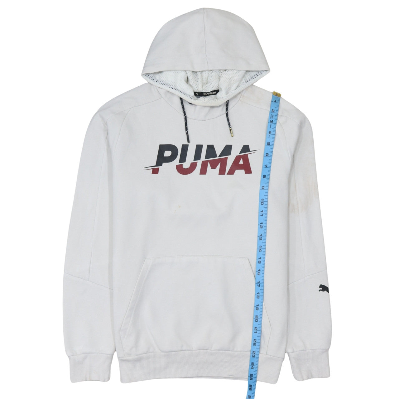 Puma Men's White Small Pullover Hoodie with Logo Graphic Print