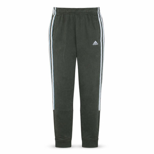 Front view of Adidas men’s green xs jogger trousers fleece side stripe