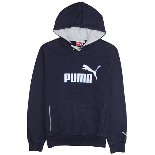 Puma Men's Blue Small Pullover Hoodie with Logo Front
