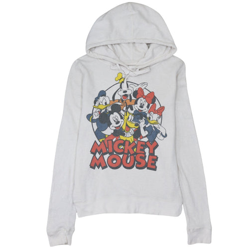 Disney Women White Mickey Mouse Print Pullover Hoodie XL