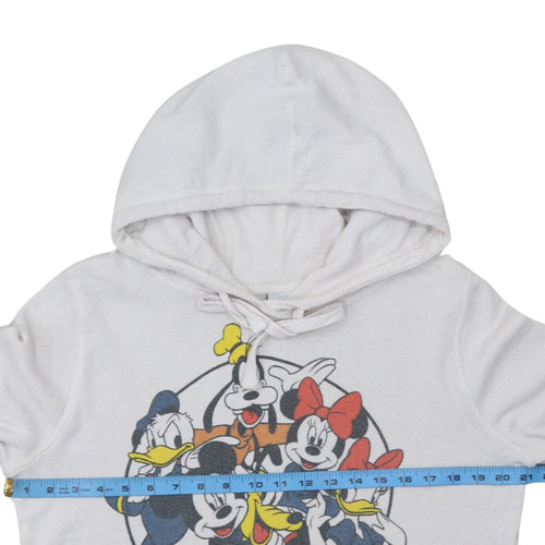 Disney Women White Mickey Mouse Print Pullover Hoodie XL