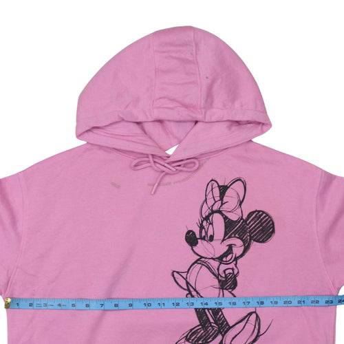 Disney Womens Pink Minnie Mouse Pullover Hoodie Size L 14/16