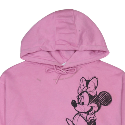 Disney Womens Pink Minnie Mouse Pullover Hoodie Size L 14/16