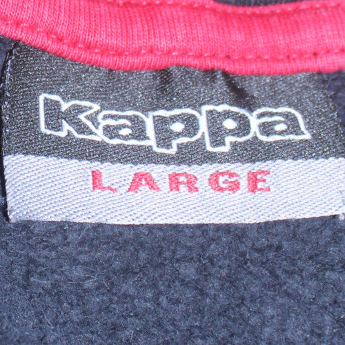 Kappa Men’s Black Red Pullover Hoodie Large Embroidered Sportswear