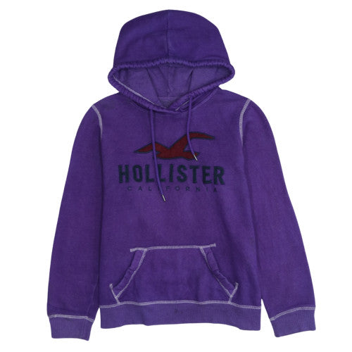 Hollister Mens Purple Pullover Hoodie M Logo Graphic Cotton Casual
