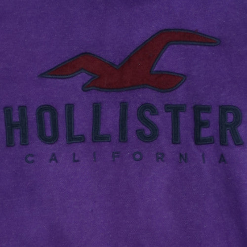 Hollister Mens Purple Pullover Hoodie M Logo Graphic Cotton Casual