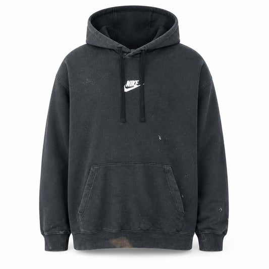 Front view of Nike men’s black xl pullover hoodie with logo fleece sweatshirt