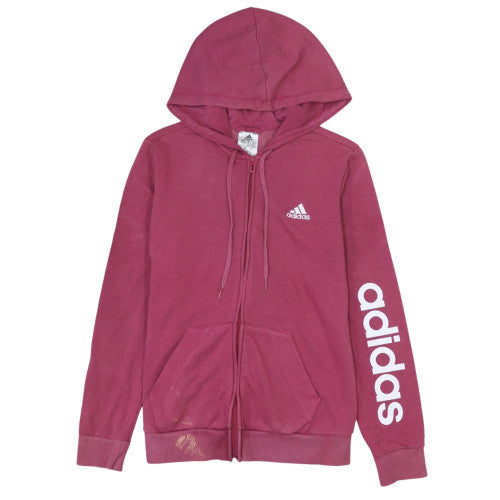 Adidas Women's Pink Full Zip Hoodie Size S 8-10 Cotton Blend