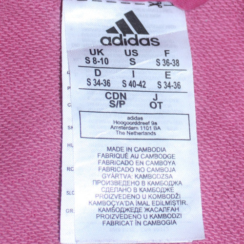 Adidas Women's Pink Full Zip Hoodie Size S 8-10 Cotton Blend