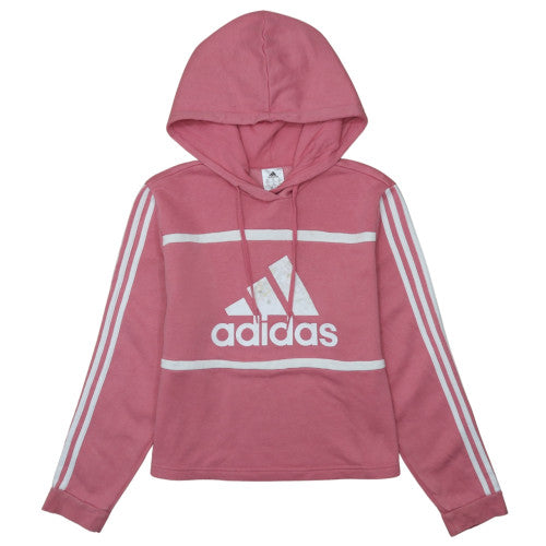 Adidas Women Pink Pullover Hoodie L Logo Hooded Sweatshirt