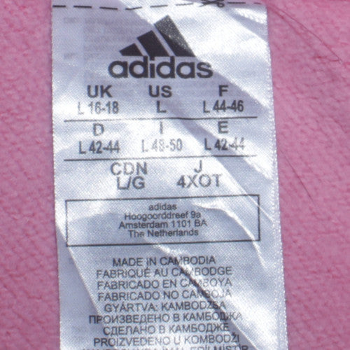 Adidas Women Pink Pullover Hoodie L Logo Hooded Sweatshirt
