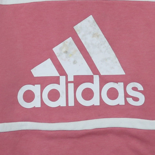 Adidas Women Pink Pullover Hoodie L Logo Hooded Sweatshirt