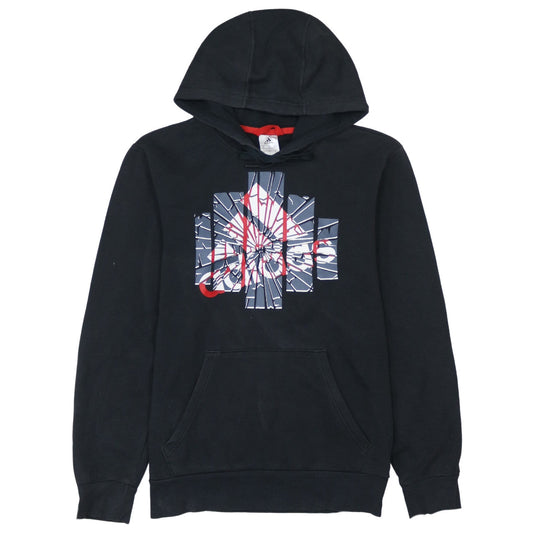 Front view of Adidas Men's Black Pullover Hoodie Small Graphic Print Casual