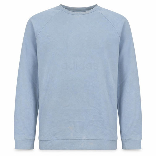 Front view of Adidas Men's Blue Crew Neck Pullover Sweatshirt, size M