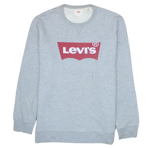Levi's Men's Grey XL Pullover Crew Neck Sweatshirt Logo Fleece