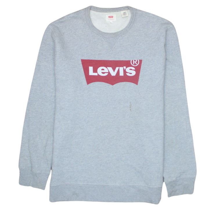 Levi's Men's Grey XL Pullover Crew Neck Sweatshirt Logo Fleece