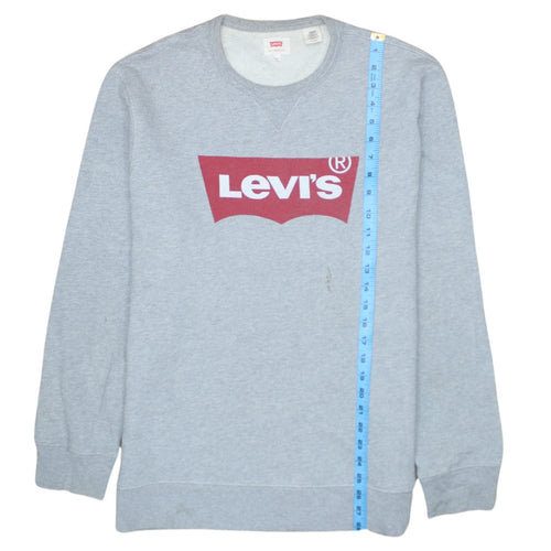 Levi's Men's Grey XL Pullover Crew Neck Sweatshirt Logo Fleece