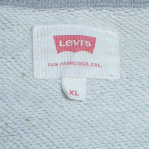 Levi's Men's Grey XL Pullover Crew Neck Sweatshirt Logo Fleece