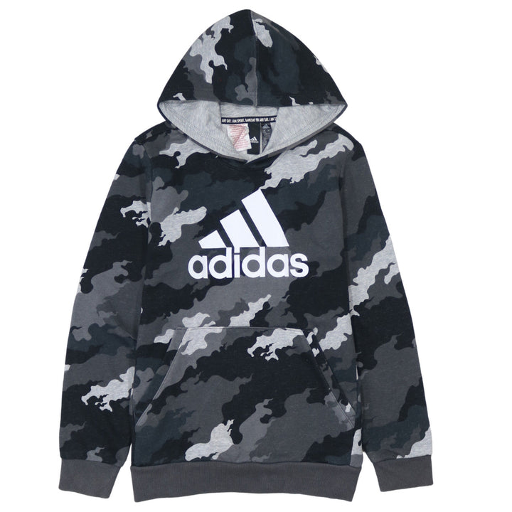 Adidas Boys Grey Camouflage Pullover Hoodie Size 13Y Regular Fit