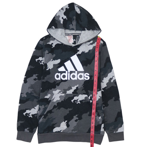 Adidas Boys Grey Camouflage Pullover Hoodie Size 13Y Regular Fit