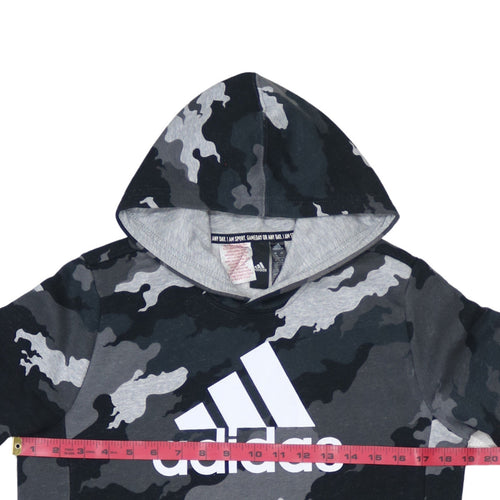 Adidas Boys Grey Camouflage Pullover Hoodie Size 13Y Regular Fit