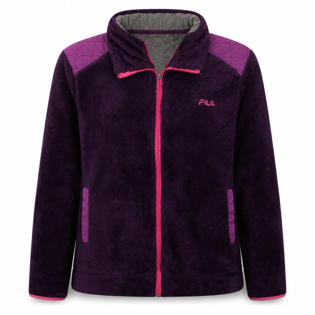 Front view of Fila Women's Purple Fleece Full Zip Jacket, size L