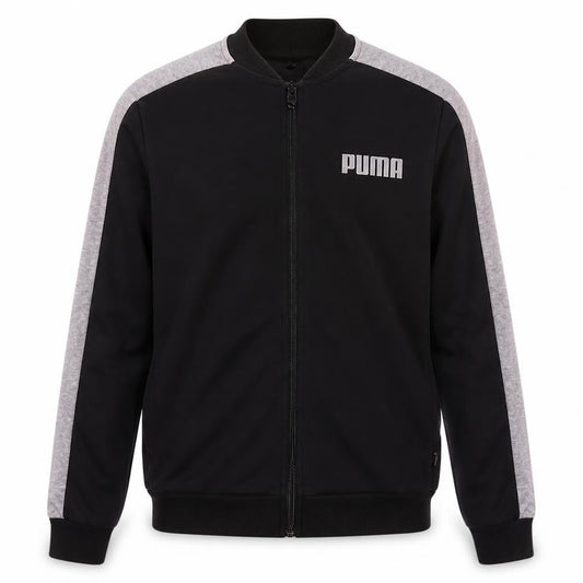 Front view of Puma Men's Black and Grey XS Track Jacket Full Zip Athletic