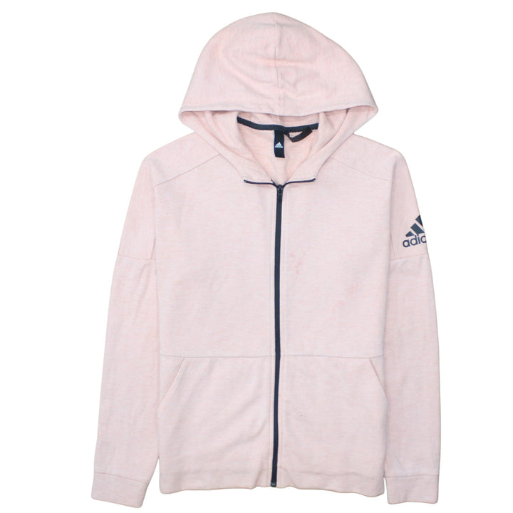Adidas Men's Pink Full Zip Hoodie Size M Lightweight Logo Sweatshirt