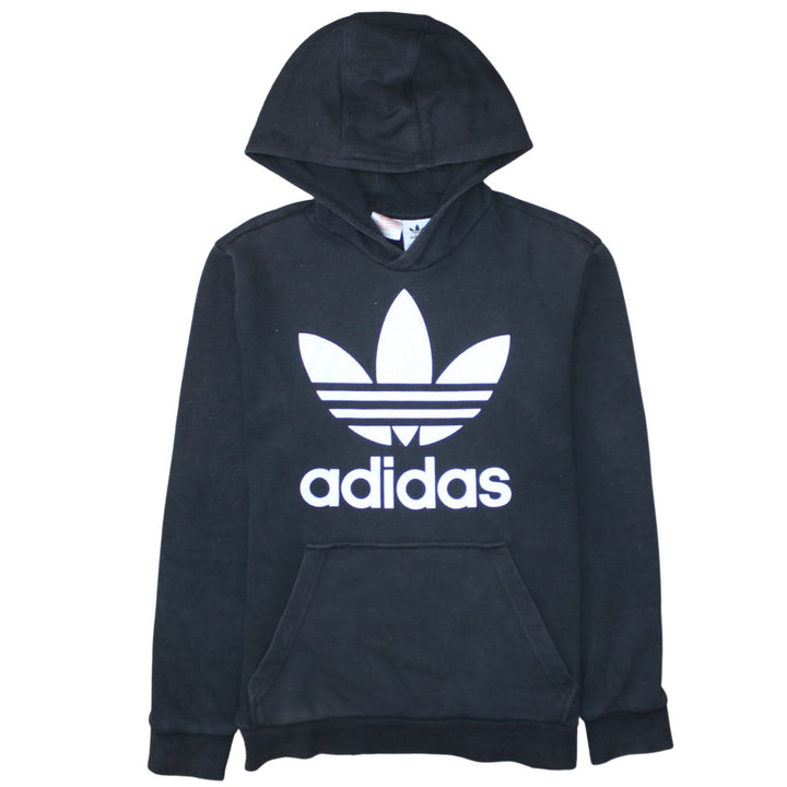Adidas Boys Black Hoodie 13-14 Years Pullover Fleece Trefoil Logo