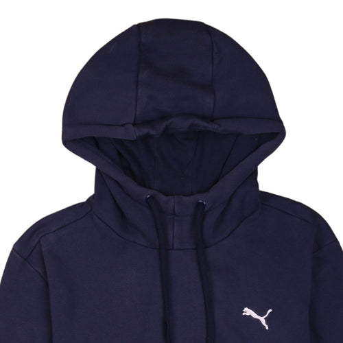 Puma Men's Blue Pullover Hoodie Size S Fleece Logo Sweatshirt
