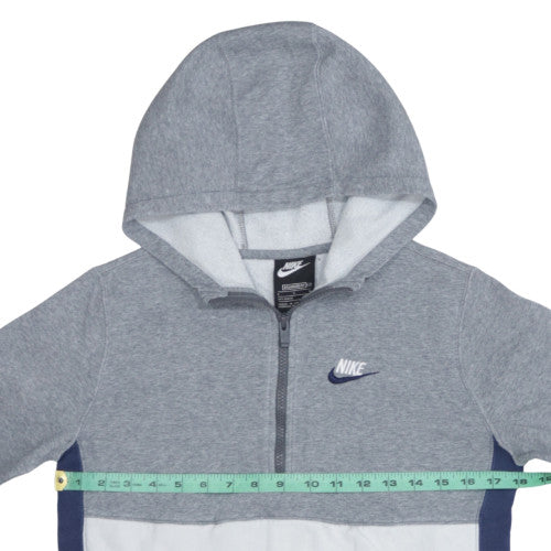 Nike Boys Grey Colourblock 1/4 Zip Fleece Hoodie Size L 147-158cm