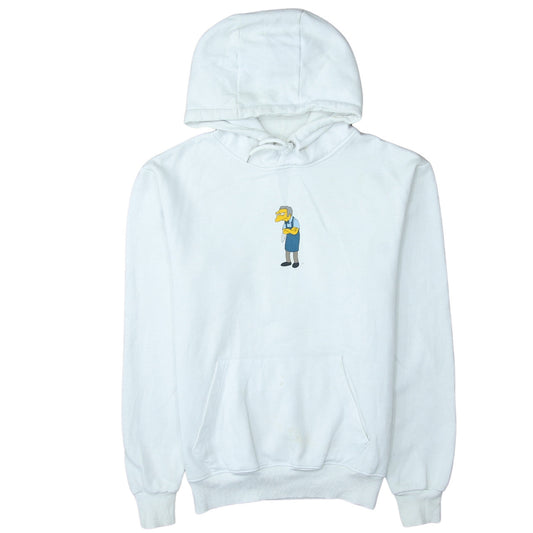 Front view of The Simpsons Men's White Moe's Tavern Pullover Hoodie XS
