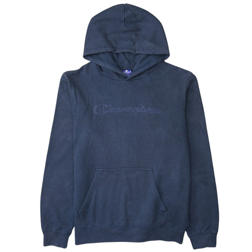 Champion Men's Blue Pullover Hoodie Large Embroidered Logo Fleece