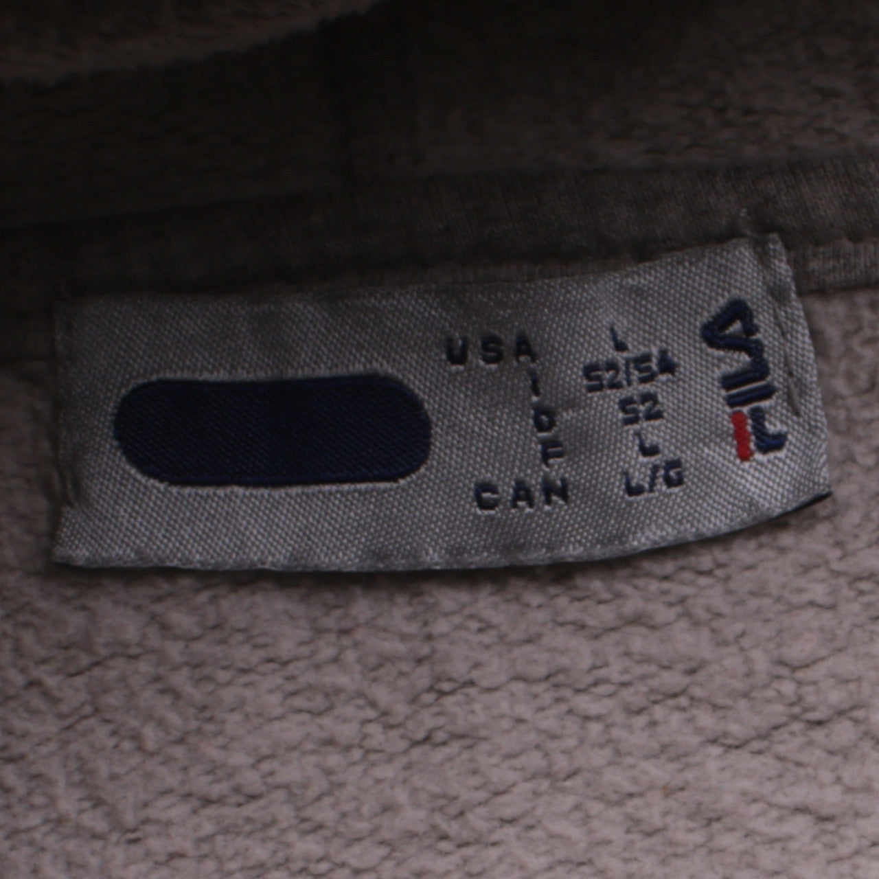 FILA Men's Grey Pullover Hoodie Size L Logo Fleece Sweatshirt