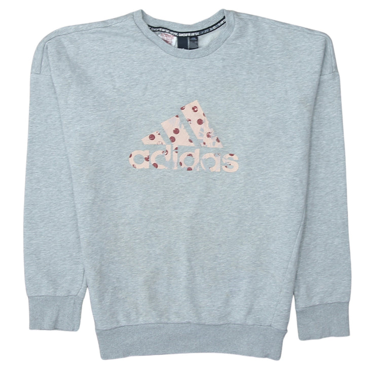 Adidas Womens Grey Crew Neck Sweatshirt Size 14 Logo Print Pullover