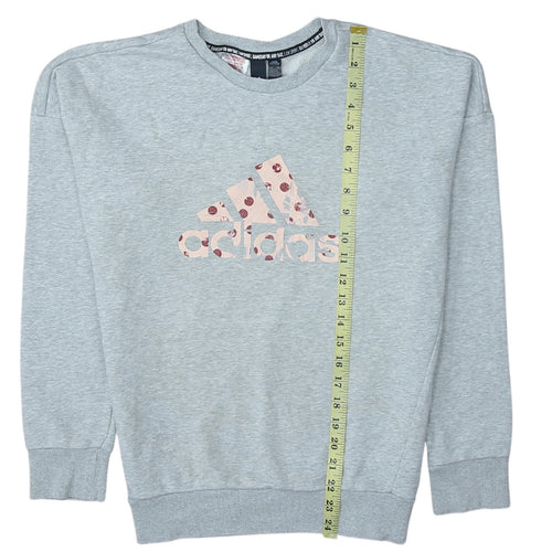 Adidas Womens Grey Crew Neck Sweatshirt Size 14 Logo Print Pullover