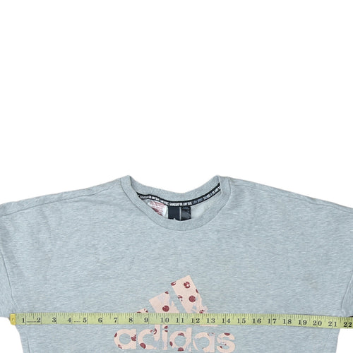 Adidas Womens Grey Crew Neck Sweatshirt Size 14 Logo Print Pullover