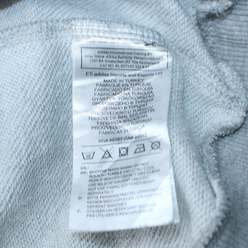 Adidas Womens Grey Crew Neck Sweatshirt Size 14 Logo Print Pullover
