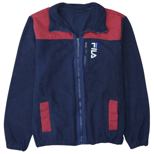 FILA Men's Blue and Red Full Zip Fleece Jacket Size M