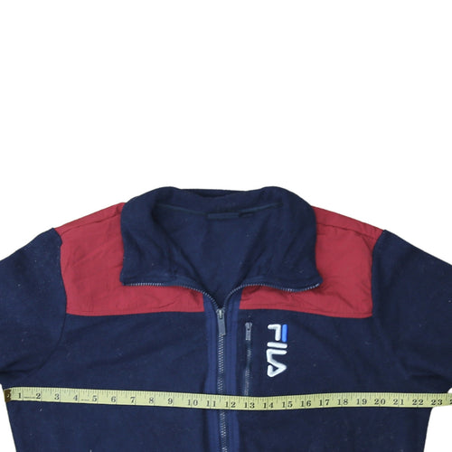 FILA Men's Blue and Red Full Zip Fleece Jacket Size M