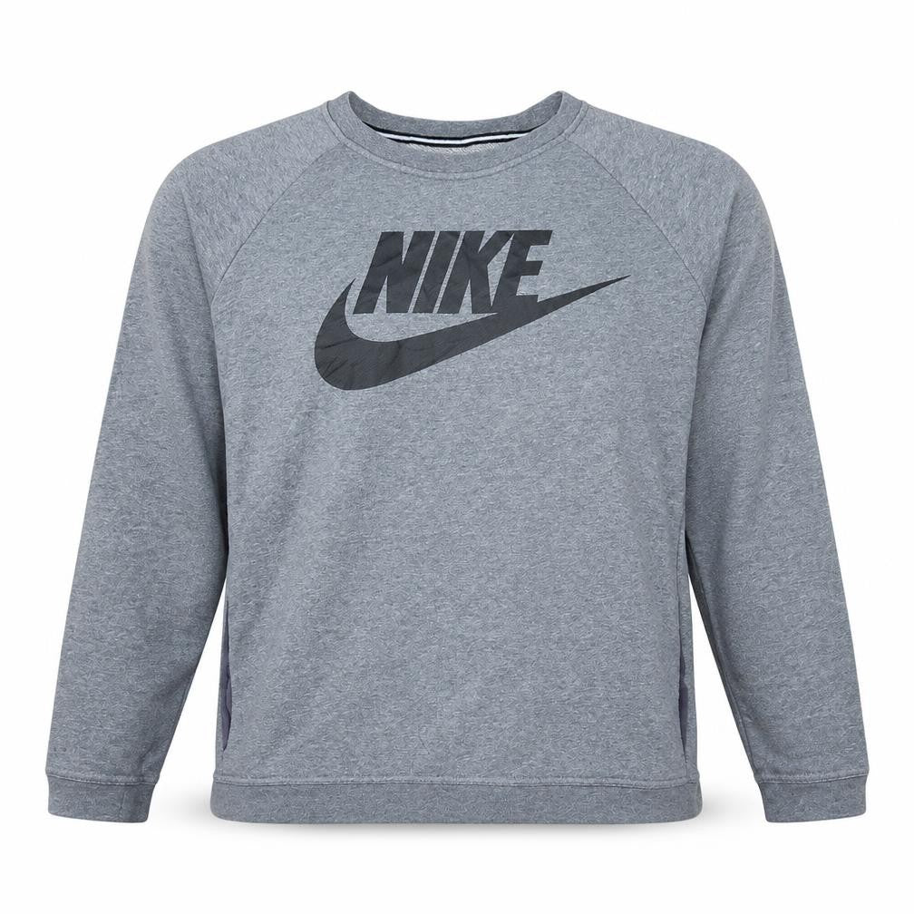 Front view of Nike Men's Grey XL Pullover Sweatshirt Crew Neck Logo Sportswear