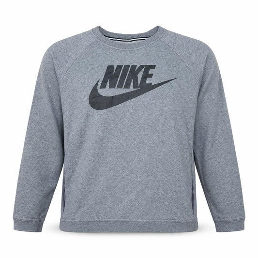 Front view of Nike Men's Grey XL Pullover Sweatshirt Crew Neck Logo Sportswear
