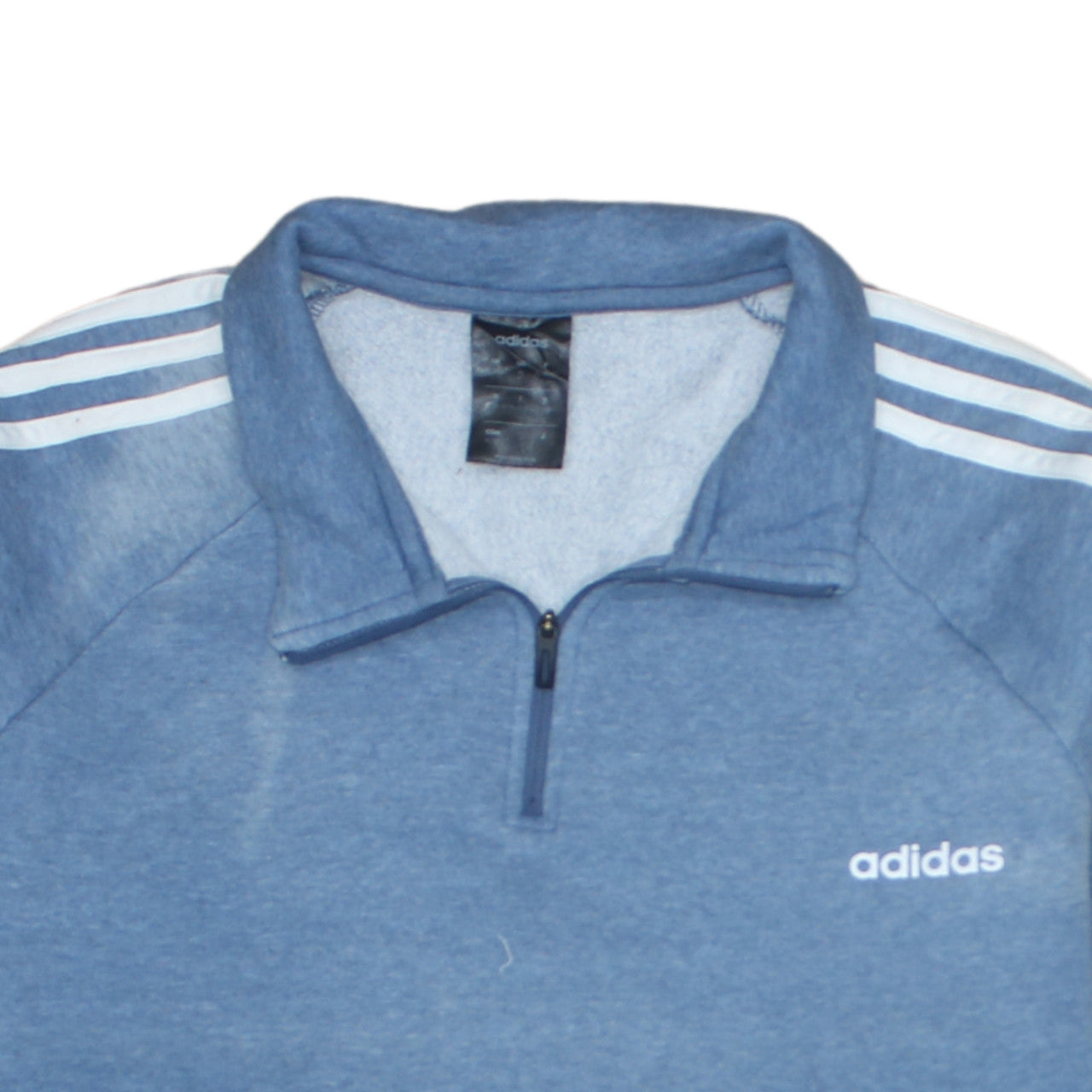 Adidas Women Blue 1/4 Zip Sweatshirt XL 20-22 Logo Striped Casual