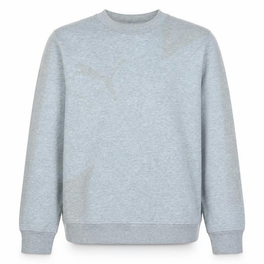 Front view of Puma men’s grey crew neck pullover sweatshirt, size S