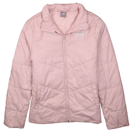 Puma Girls Pink Puffer Jacket 13-14 Years Quilted Full Zip Winter Coat