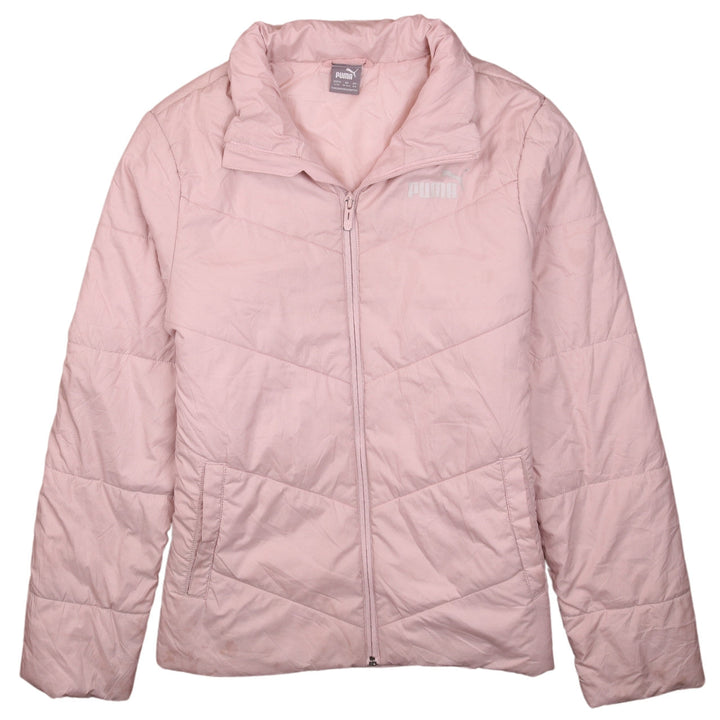 Puma Girls Pink Puffer Jacket 13-14 Years Quilted Full Zip Winter Coat